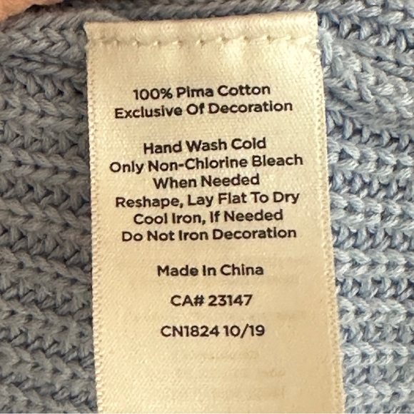 Talbots Light Blue‎ Sweater with Black Polka Dots Plus Size X Pima Cotton Preppy - Picture 4 of 8